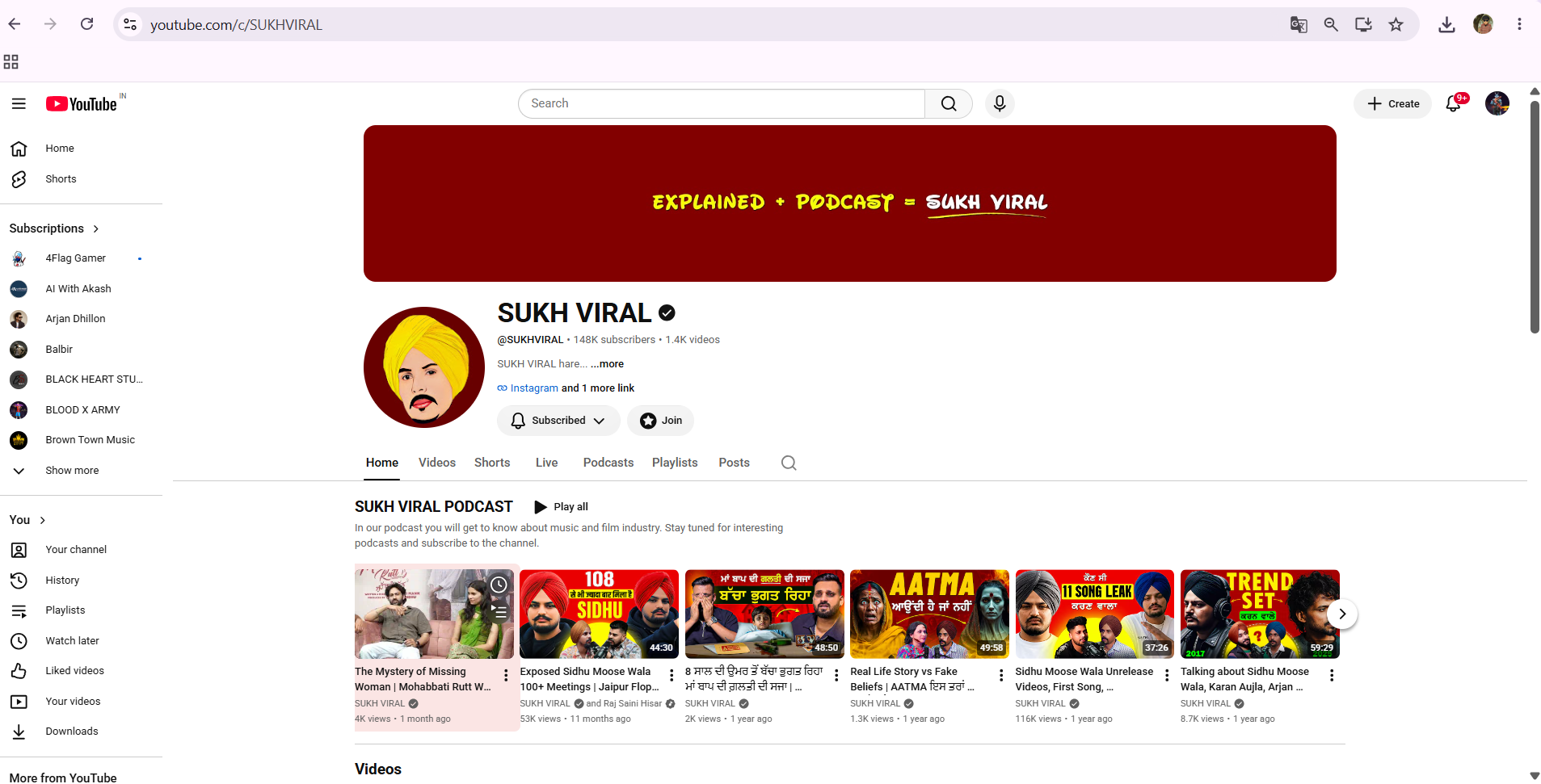 Sukh Viral YouTube channel screenshot